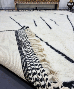 white and black rug