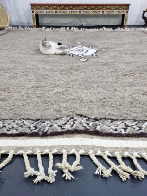 Taupe and White Rug