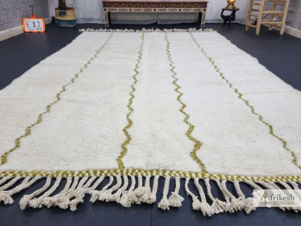 White and Olive Green Rug