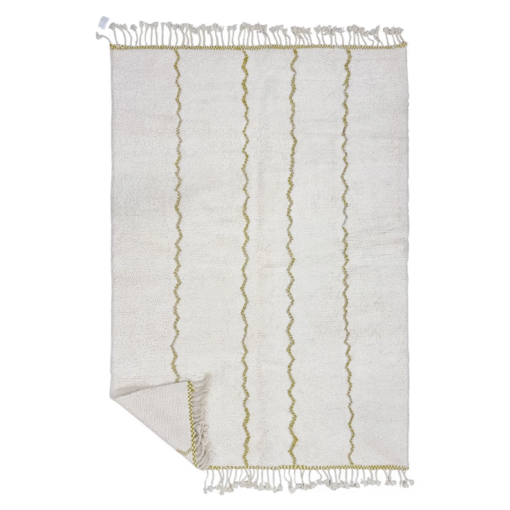 White and Olive Green Rug