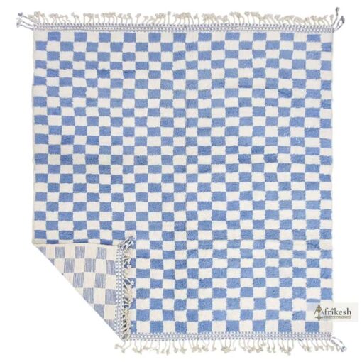 LAIQA - White and Blue Rug - Beni Ourain Rug 9x9