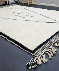 white and black rug