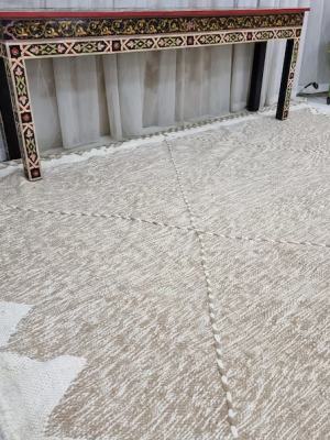 Long Beige and White Rug