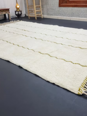 White and Olive Green Rug