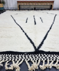 white and black rug