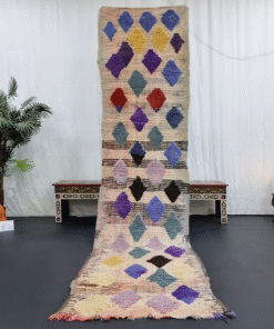 Cream and Blue Vintage Rug