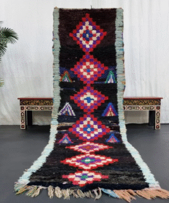 Unique Black and Red Vintage Rug