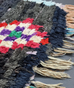 Unique Black and Red Vintage Rug