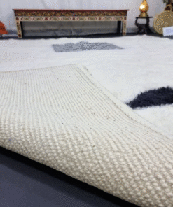 white and black rug