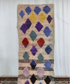 Cream and Blue Vintage Rug