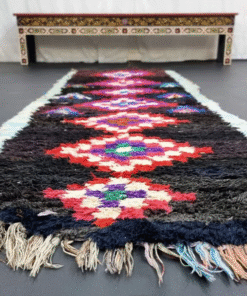 Unique Black and Red Vintage Rug