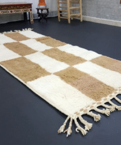 Moroccan Light Brown and White Rug