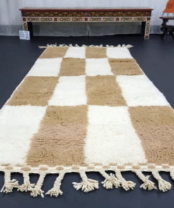 Moroccan Light Brown and White Rug