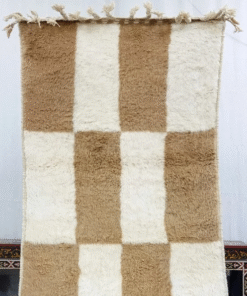 Moroccan Light Brown and White Rug