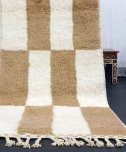 Moroccan Light Brown and White Rug