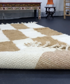 Moroccan Light Brown and White Rug