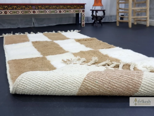 Moroccan Light Brown and White Rug