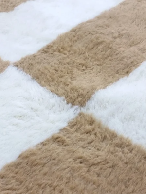 Moroccan Light Brown and White Rug