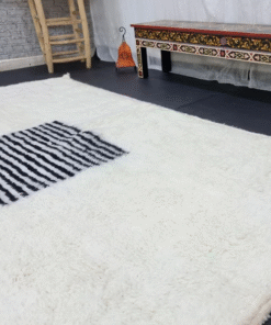 white and black rug