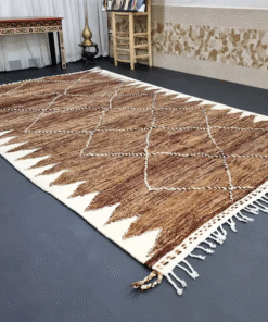 brown and white rug