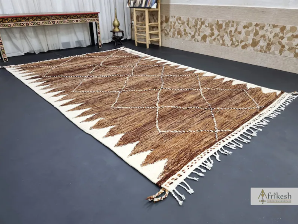 brown and white rug