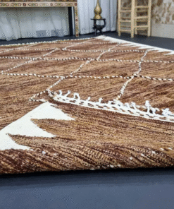 brown and white rug