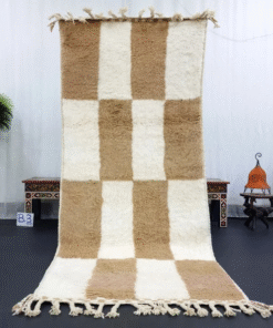 Moroccan Light Brown and White Rug