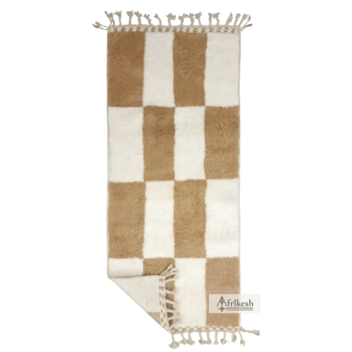 Moroccan Light Brown and White Rug