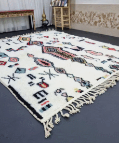 white and black rug