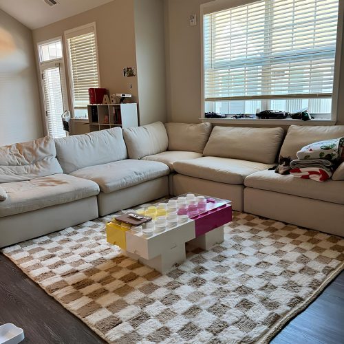 AMINA – White and Beige – Checker Moroccan Rug photo review
