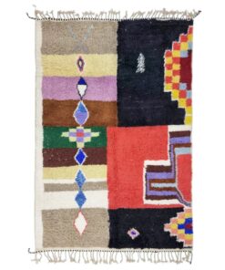 RAOUIA – Black And Red Carpet – Custom Beni Ourain Funky Rug