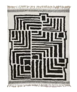 IMAN – Black and White Carpet – Berber Beni Ourain Abstract Rug