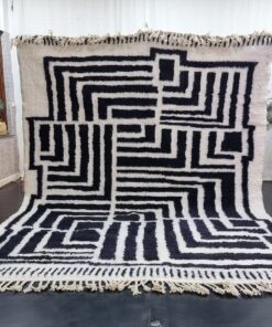 Alternative view of IMAN – Black and White Carpet – Berber Beni Ourain Abstract Rug