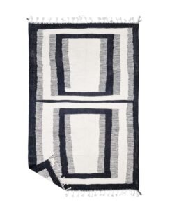 RABIA – Black And White Rug – Handmade Zanafi Kilim Geometric Rug