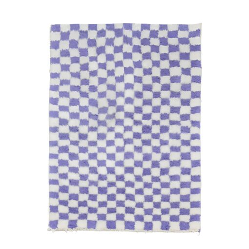 RANIA – Eggplant and White Rug – Handmade Beni Ourain Checkered Rug