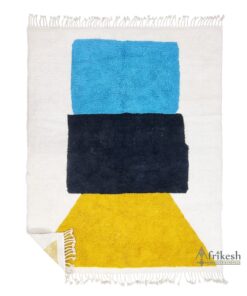 ABIR – Mustard And White Rug – Berber Beni Ourain Geometric Carpet