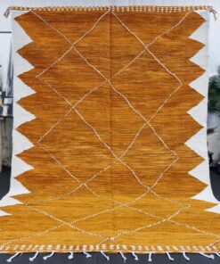 Alternative view of ZARA – Mustard and White Rug – Moroccan Kilim Geometric Carpet
