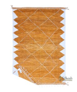 ZARA – Mustard and White Rug – Moroccan Kilim Geometric Carpet