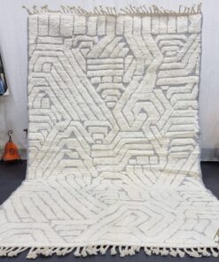 Alternative view of KHITANA – Off White and Gray Rug – Berber Beni Ourain Tufted Carpet