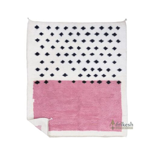 DALIA – Pink & White Carpet-Moroccan Beni Ourain Dotted Custom Rugs