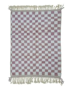 AMINA – Raspberry Pink Rug – Moroccan Beni Ourain Checkered Carpet
