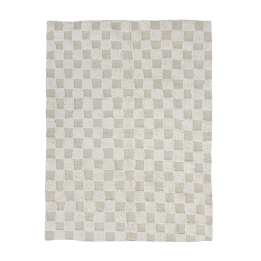 MINA - Solid White Rug - Moroccan Beni Ourain Checkered Carpet
