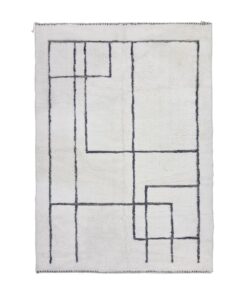 YAMNA – White And Black Rug – Moroccan Beni Ourain Tufted Carpet