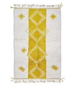 MAHIN – Yellow And White Rug – Handmade Beni Ourain Geometric Carpet