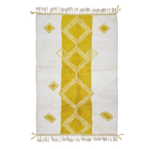 MAHIN – Yellow And White Rug – Handmade Beni Ourain Geometric Carpet