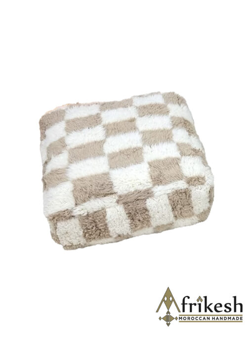 Beige and White Pouf - Floor Pillow - Handmade Floor Cushion