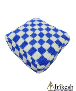 Blue And White Checkered Pouf - Floor Pillow - Handmade Floor Cushion
