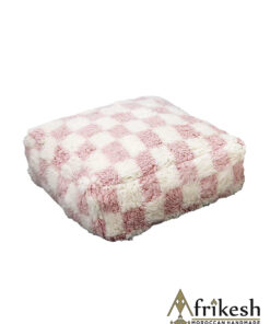 Pink and White Pouf - Floor Pillow - Handmade Floor Cushion