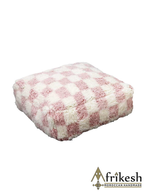 Pink and White Pouf - Floor Pillow - Handmade Floor Cushion