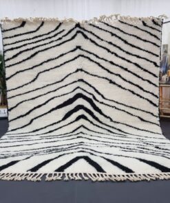 Alternative view of LOUHO – Black And White Carpet – Custom Beni Ourain Striped Rug